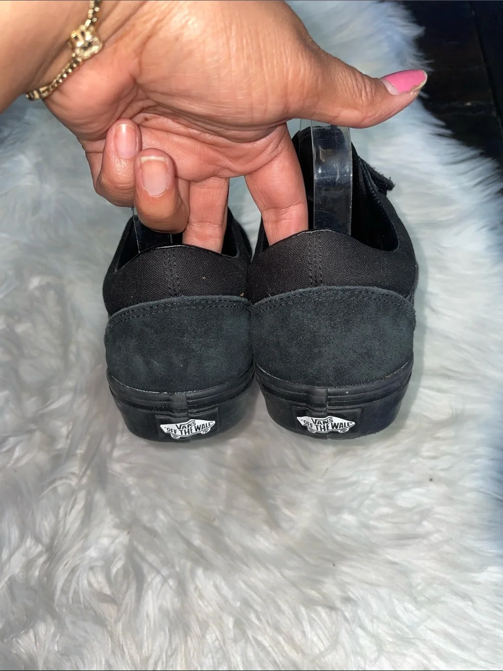 Vans Black Suede Velcro Low-Top Skate Sneakers